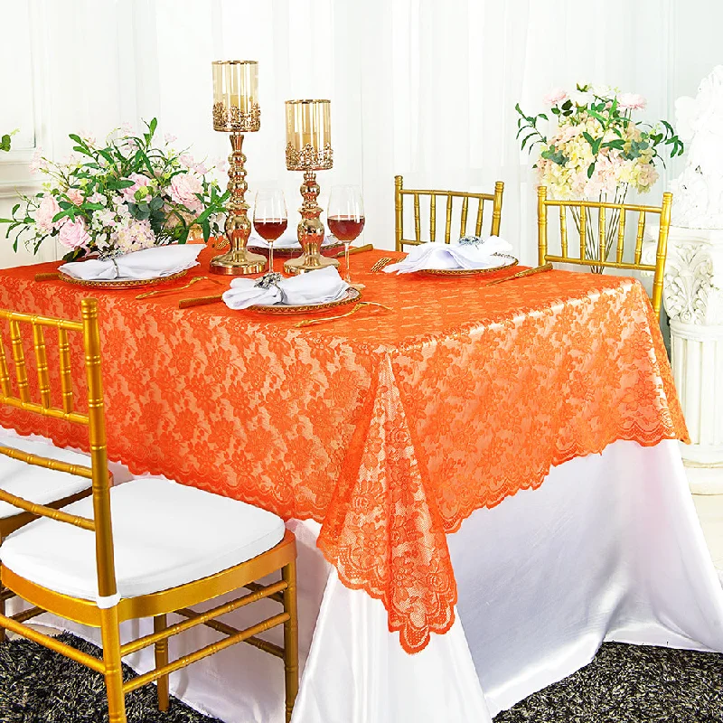 54"x108" Rectangular Caspari Lace Tablecloth/Table Overlay Topper - Orange (1pc)