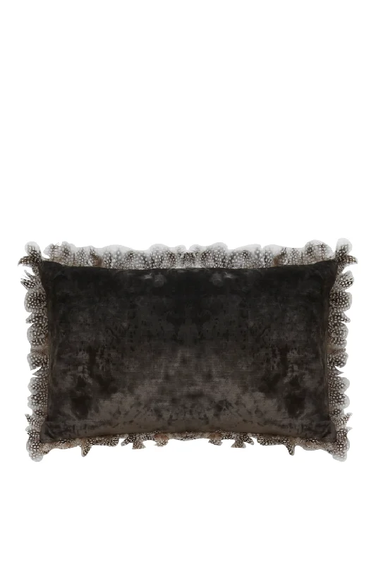 Gray Velvet Guinea Feather Trim Cushion | Andrew Martin Vince