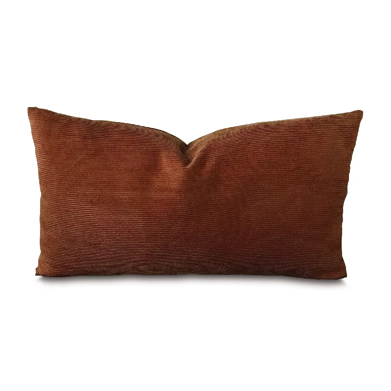 Brown Corduroy Chenille Lumbar Pillow Cover 13x26