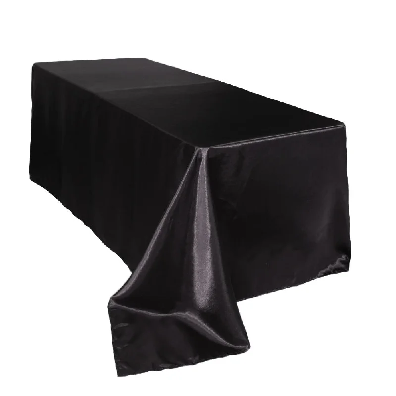 90 x 132 inch Satin Rectangular Tablecloth Black