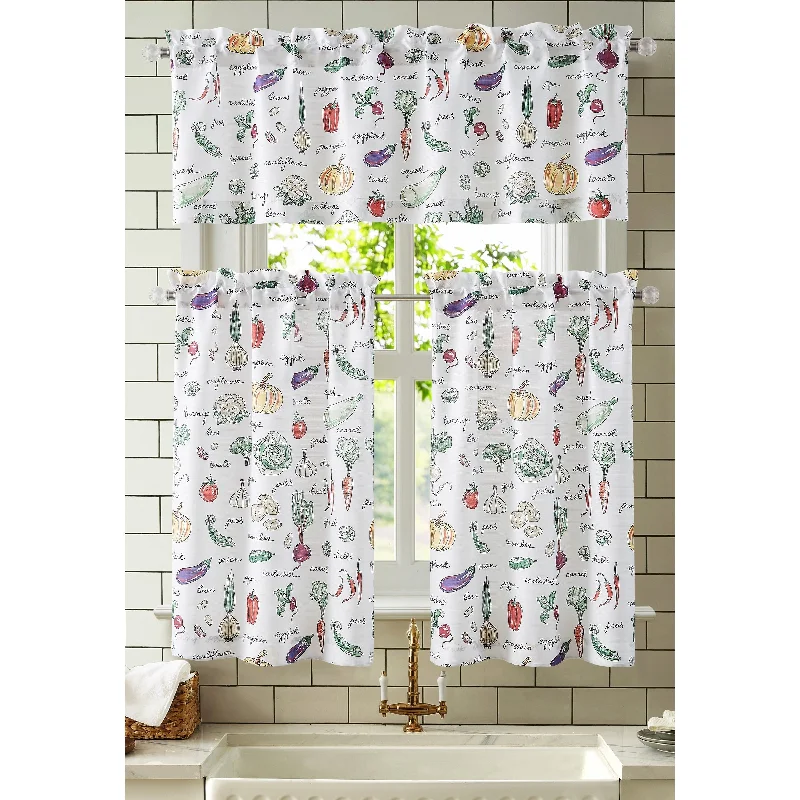 Vegetables Veggie Harvest Kitchen Curtain Set with Valance & Tiers