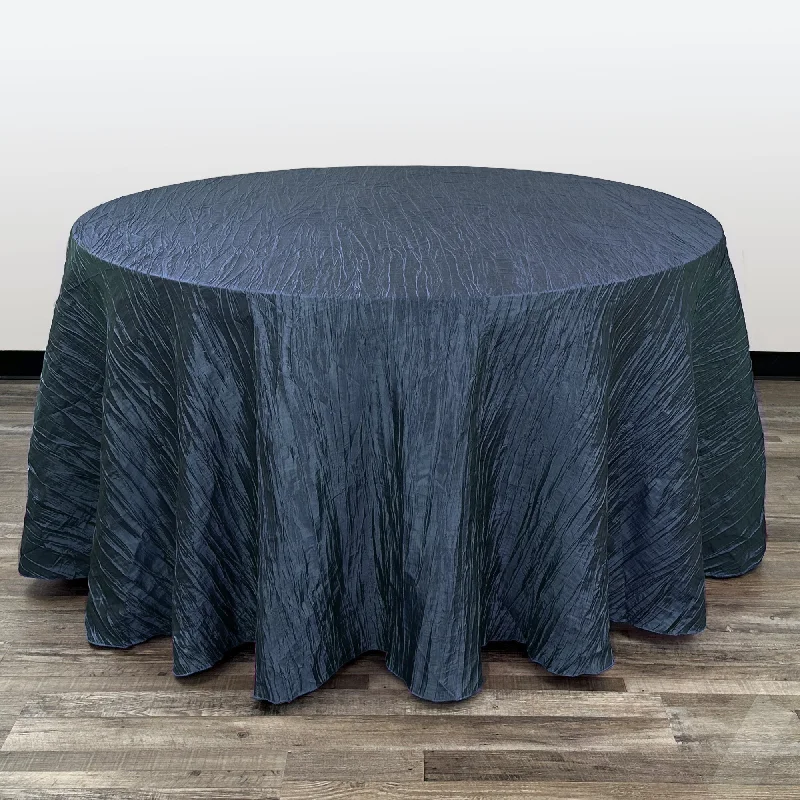 120 inch Crinkle Taffeta Round Tablecloth Navy Blue