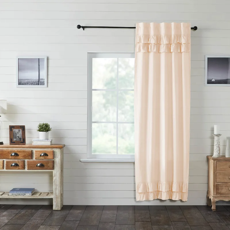 Simple Life Flax Natural Ruffled Panel Curtain 96"x40" VHC Brands