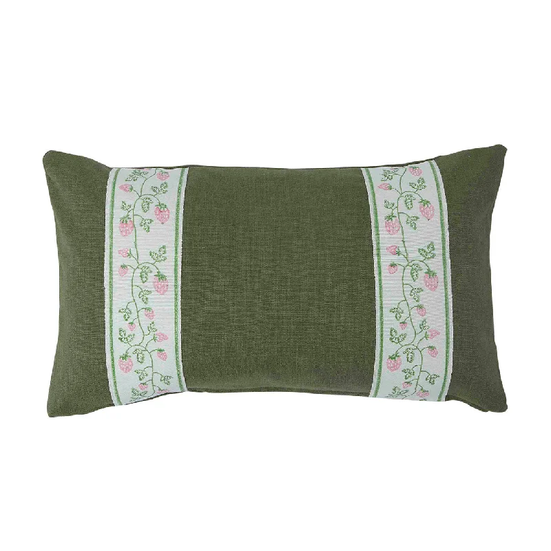 Cushion Olive Green with Strawberry Green/Pink tape