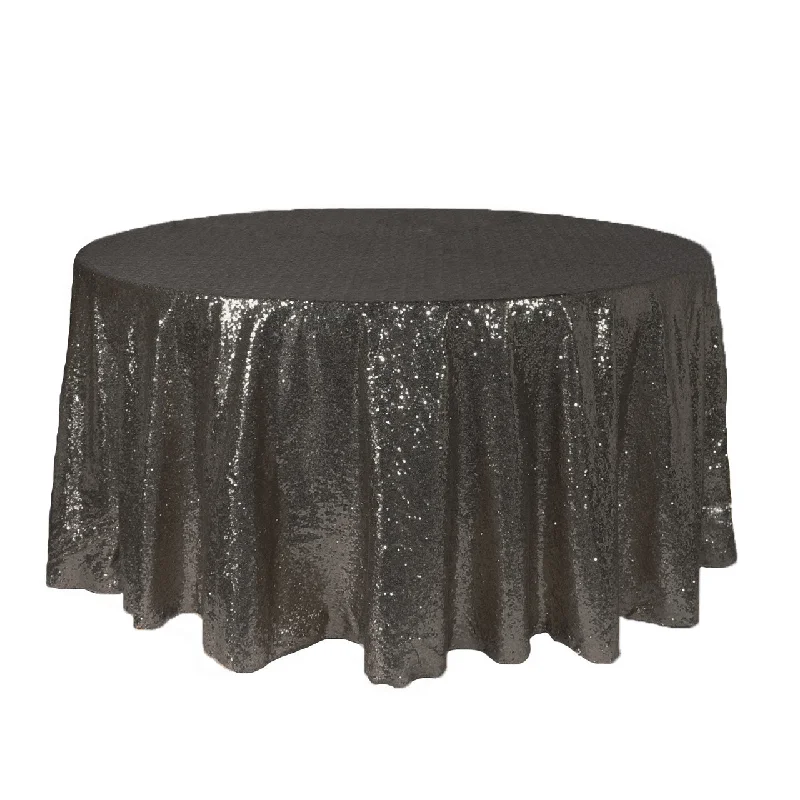 120 inch Glitz Sequin Round Tablecloth Black