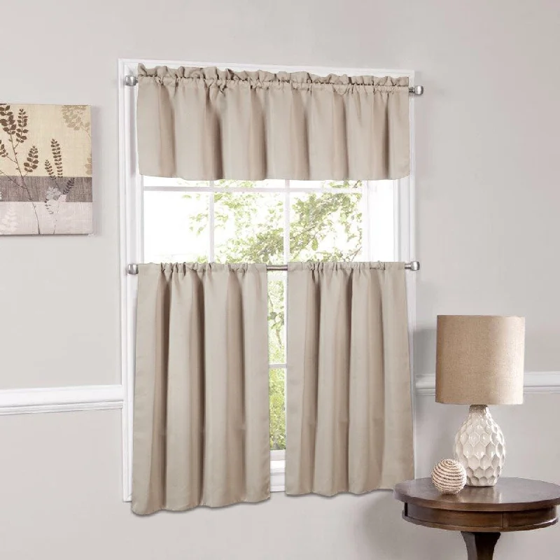 Luxury Light Reducing 3 Piece Window Curtain Tier Set