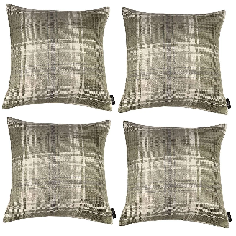 Angus Beige Cream Tartan 43cm x 43cm Cushion Sets