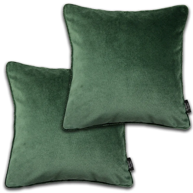 Matt Moss Green Velvet 43cm x 43cm Piped Cushion Sets