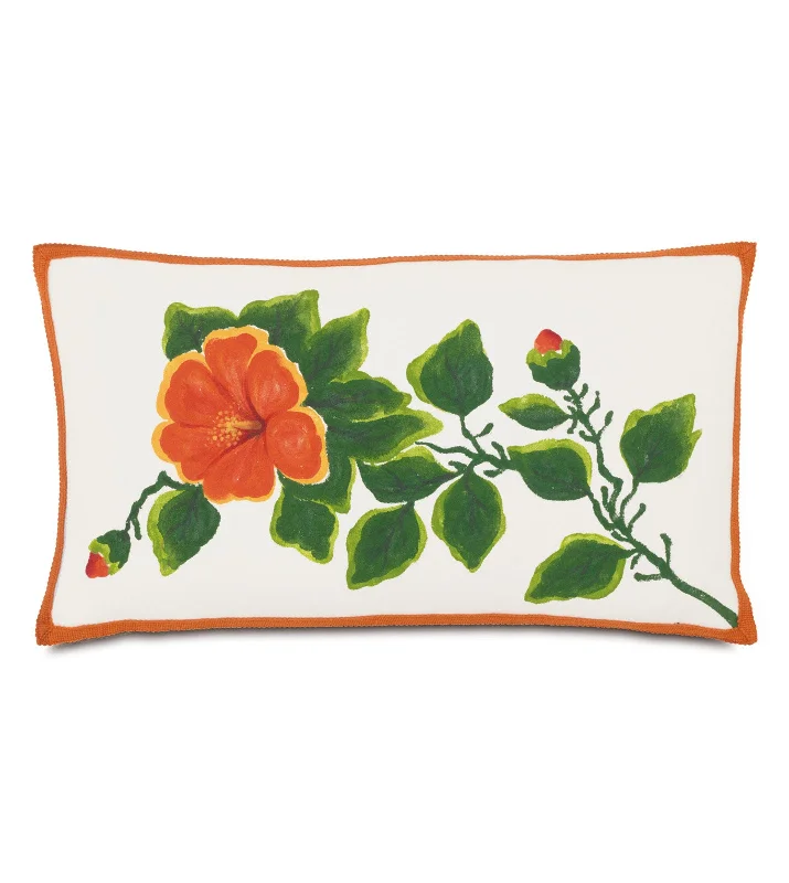 Rainforest Hibiscus Outdoor Lumbar Pillow Cover 13x22