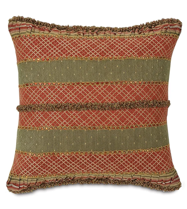 Glenwood Ruby Stripe Collage Decorative Pillow Cover 18x18