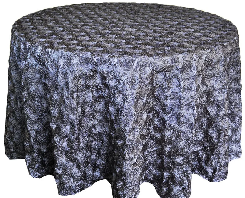 120" Round Satin Rosette Tablecloth - Pewter/Charcoal (1pc)