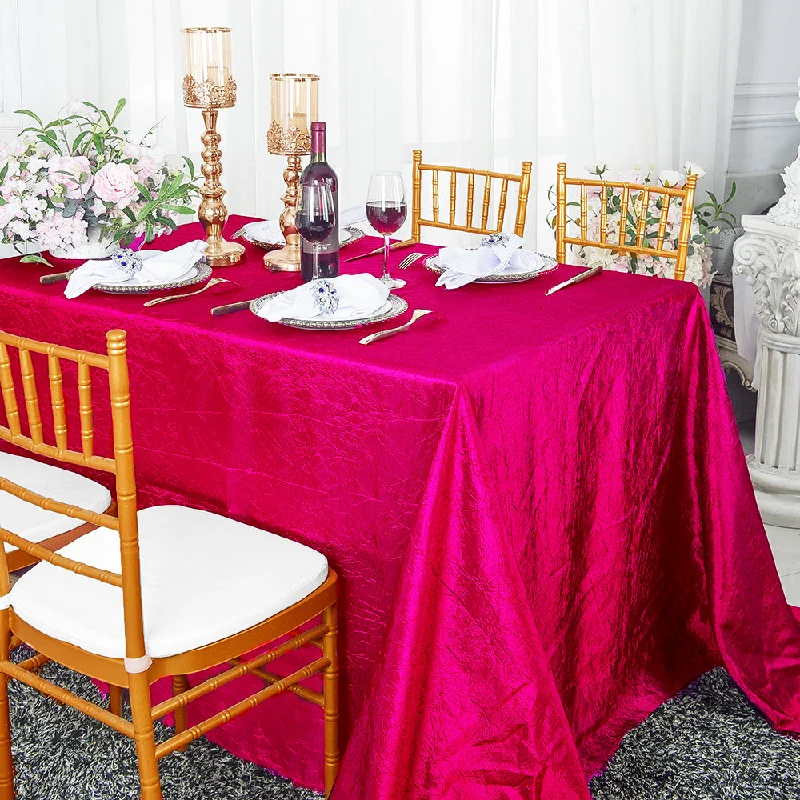 90"x132" Seamless Rectangular Crushed Taffeta Tablecloth - Fuchsia (1pc))