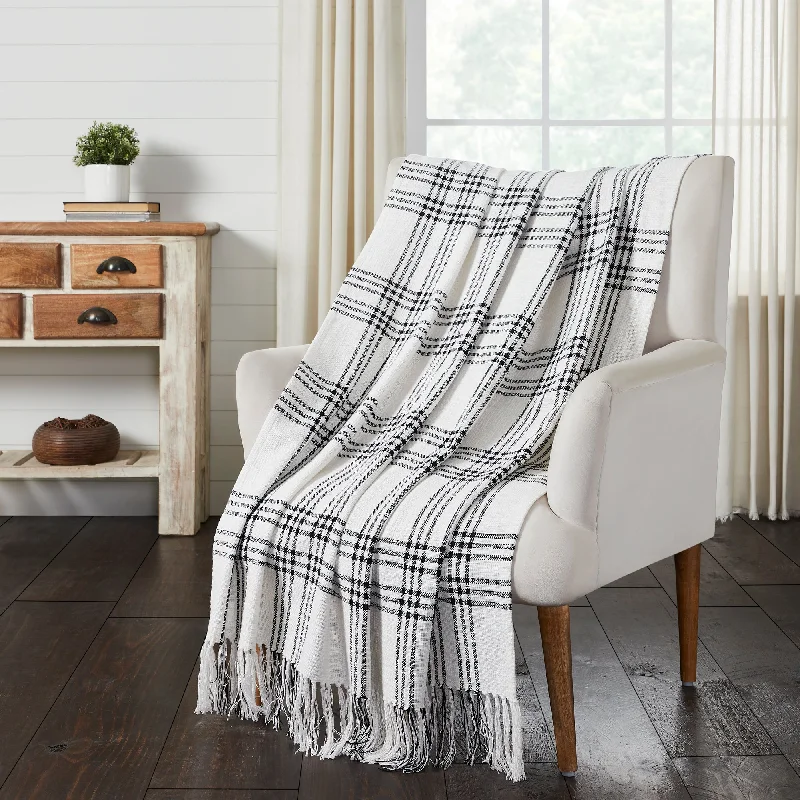 Black Plaid Woven Throw 60x50 VHC Brands