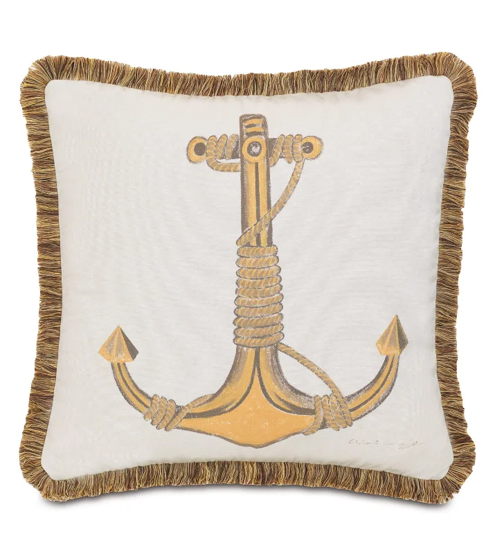 Nautical Anchorage Outdoor Throw Pillow Cover 22x22