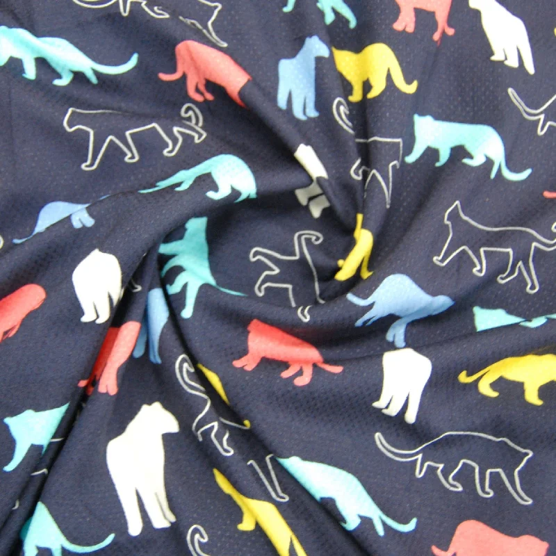 Navy Blue Animal Print Viscose Dobby Fabric