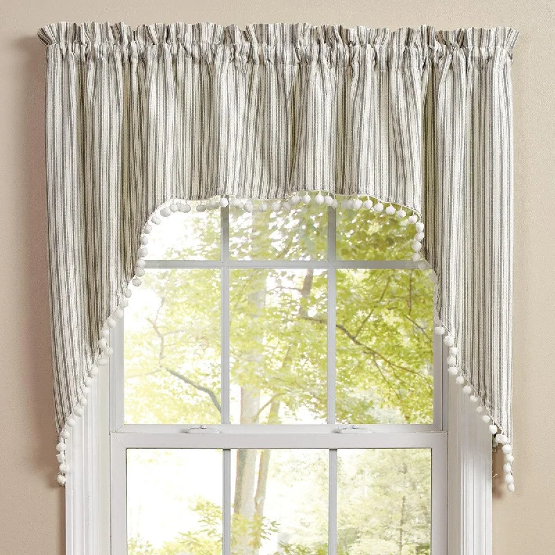 Ticking With Ball Fringe Swags - 72x36 Park Designs