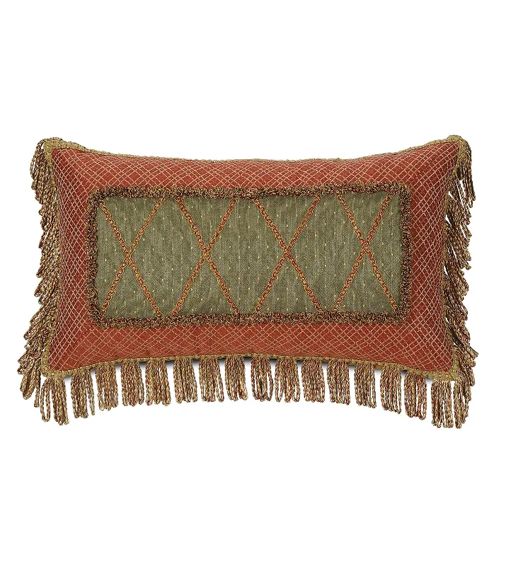 Glenwood Olive Mitered Throw Pillow Cover 15x26