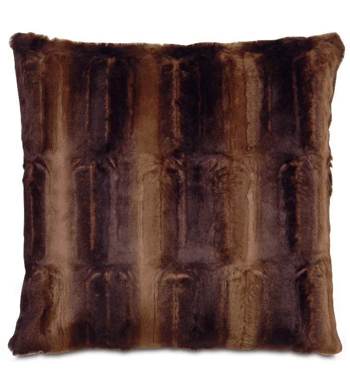 Sydney Faux Fur Throw Pillow Cover in Chocolate 20x20