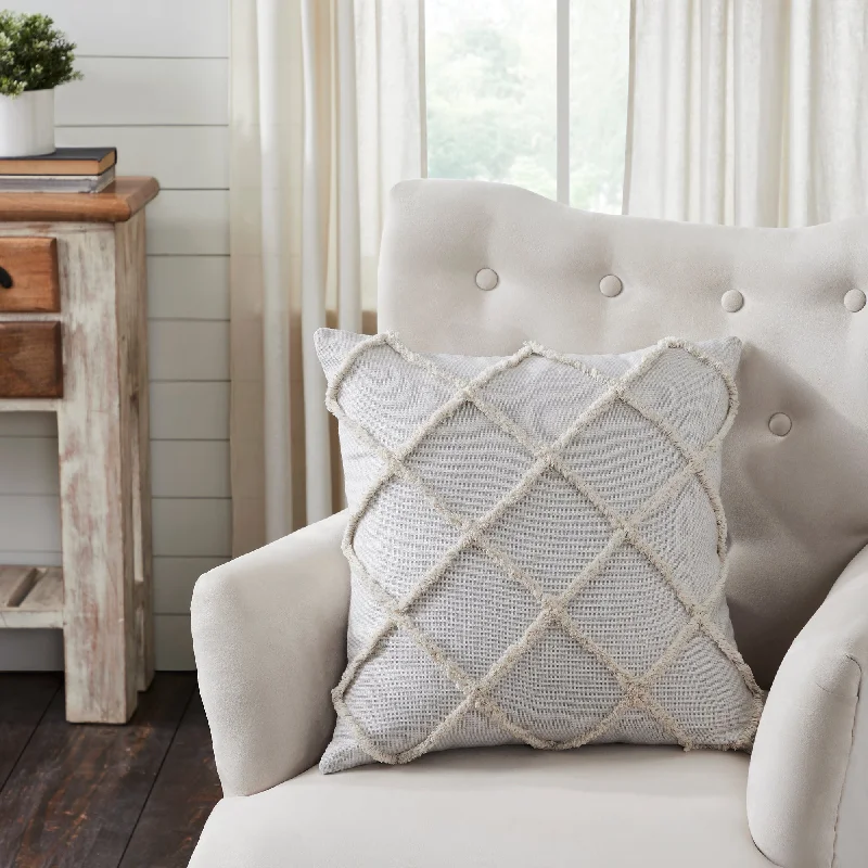 Frayed Lattice Oatmeal Pillow Cover 20x20 VHC Brands