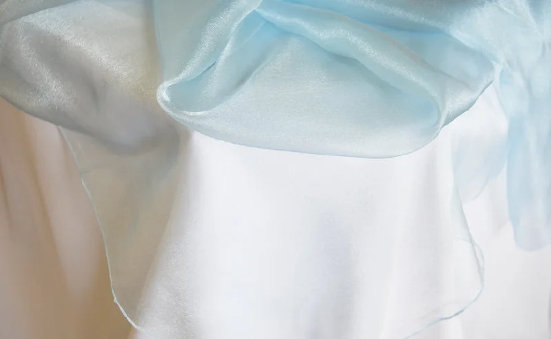 90" Seamless Round Organza Tablecloth/Table Overlay Topper - Baby Blue (1pc)