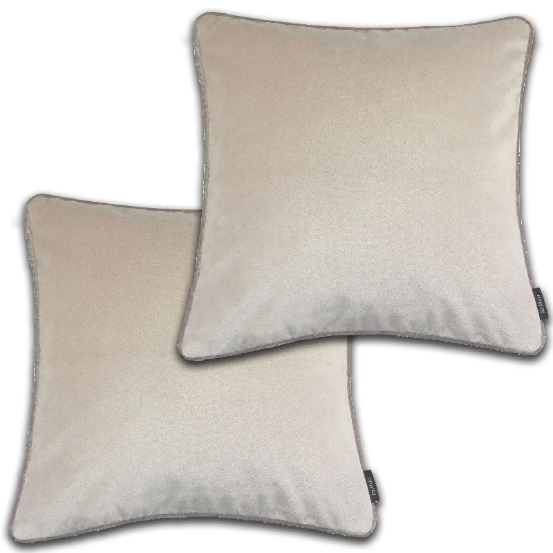 Matt Champagne Gold Velvet 43cm x 43cm Contrast Piped Cushion Sets