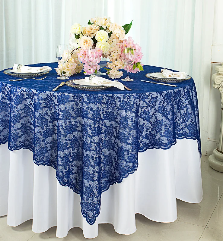 54"x54" Square Caspari Lace Tablecloth/Table Overlay - Navy Blue (1pc)