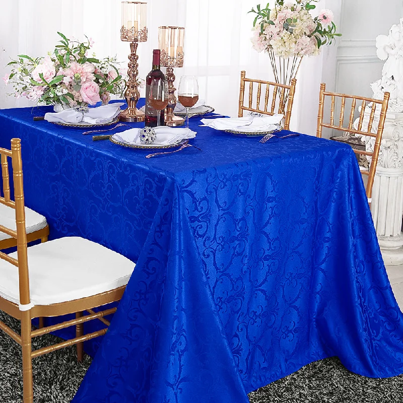 90"x132" Seamless Rectangular Versailles Chopin Damask Jacquard Polyester (220 GSM) Tablecloth - Royal Blue (1pc)