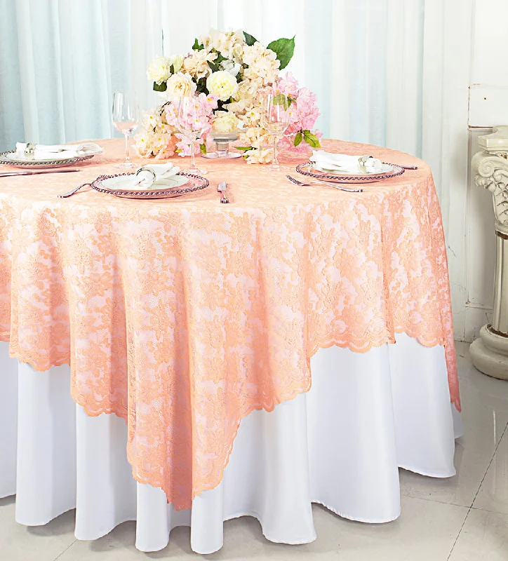 54"x54" Square Caspari Lace Tablecloth/Table Overlay - Apricot/Peach (1pc)