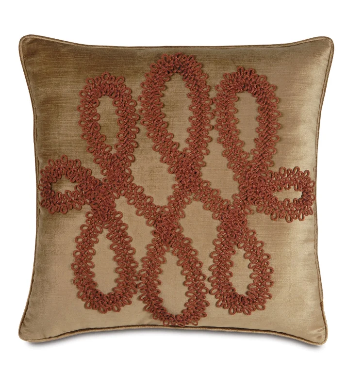 Salerno Gold Scroll Throw Pillow Cover 24x24