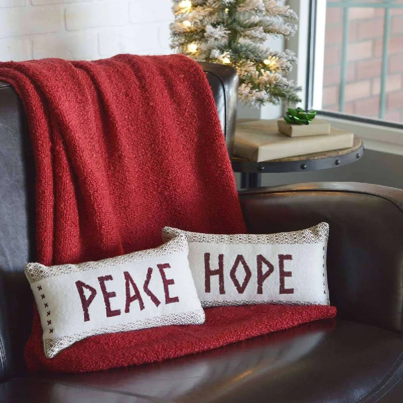 Liv Pillow Set of 2 (Peace & Hope) 7"x13" Country Creme, Crimson VHC Brands