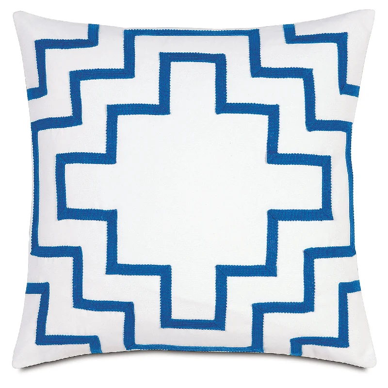 White And Blue Solstice Outdoor Throw Pillow 20x20