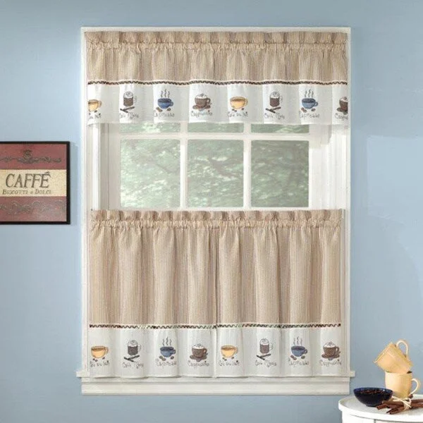 Favorite Coffee Drinks Embroidered Window Treatments Valance and Tiers