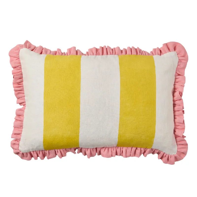 Cushion Frill Wide Stripe Yellow