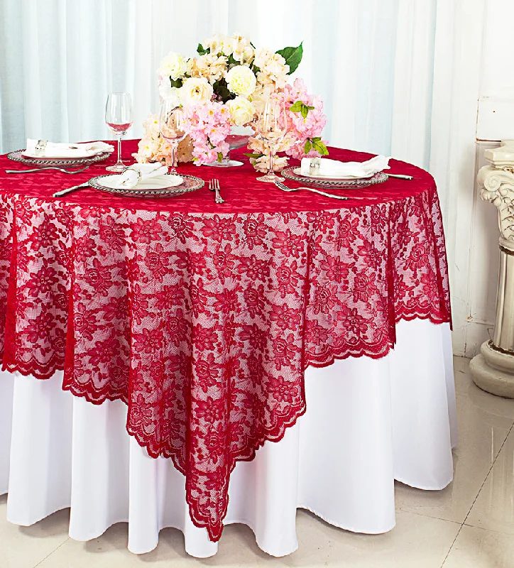 72"x72" Square Caspari Lace Tablecloth/Table Overlay Toppers - Apple Red (1pc)