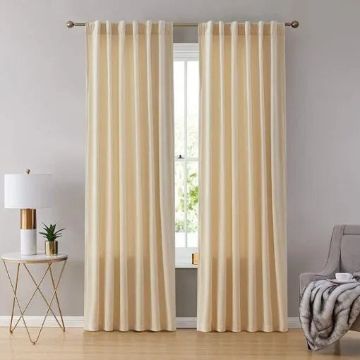 Pair Of Premium Velvet Eyelet Curtain- Off White