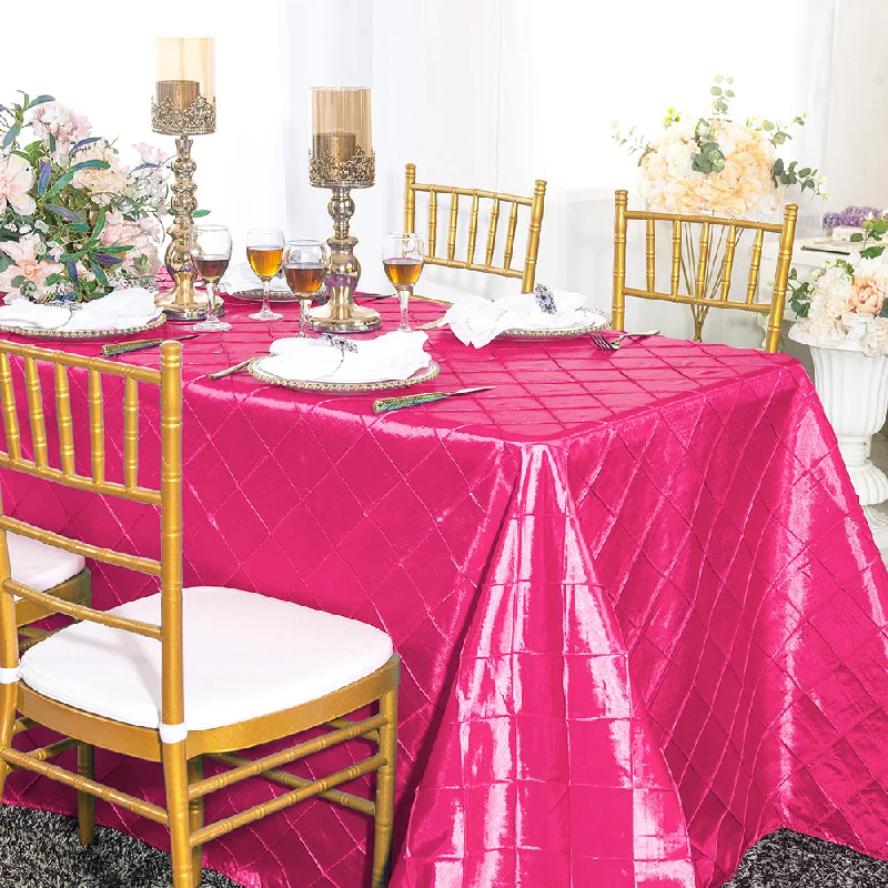 90"x132" Seamless Rectangular Pintuck Taffeta Tablecloth - Fuchsia (1pc)