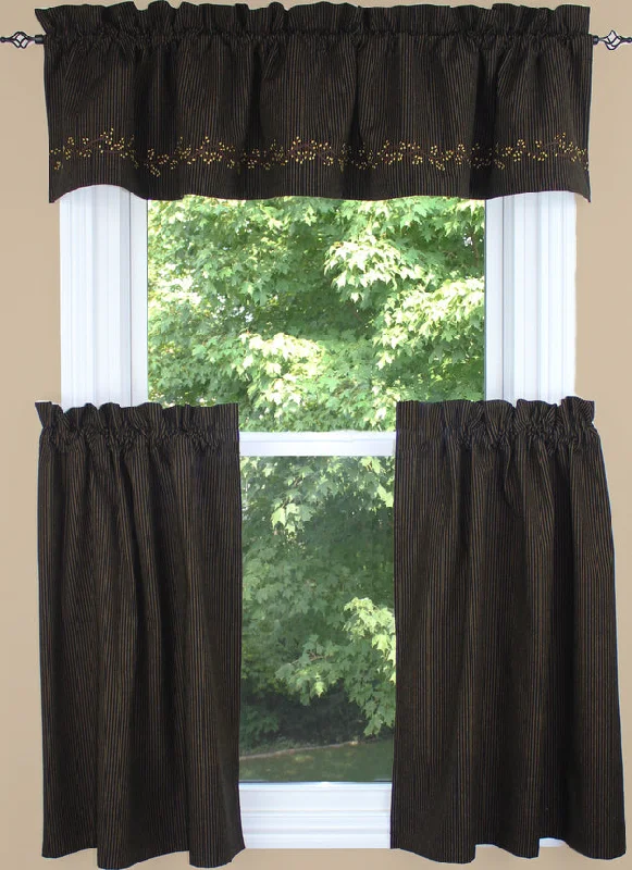 Primitive Ticking Black Valance VL236211E