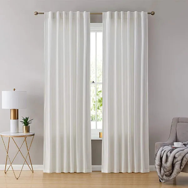 Pair Of Premium Velvet Eyelet Curtain-White