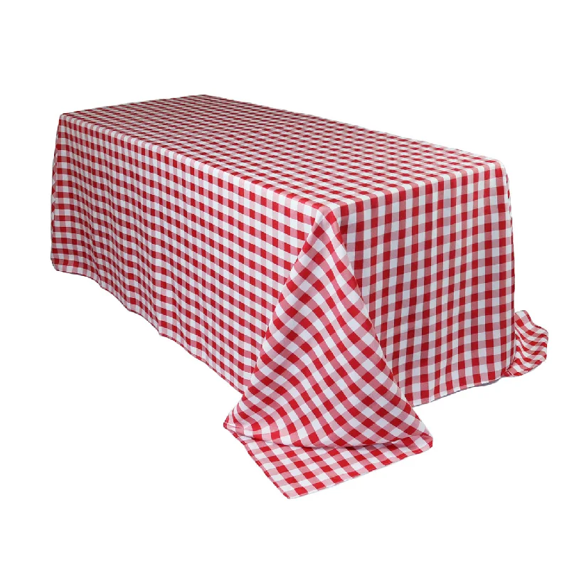 90 x 132 inch Polyester Rectangular Tablecloth Checkered Red