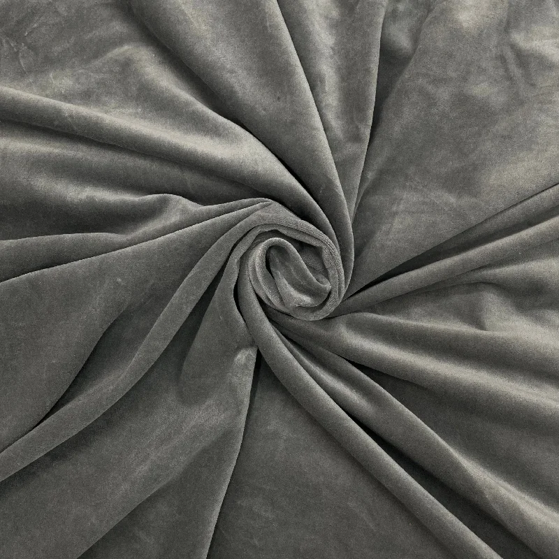 Metal Grey Solid Velvet Fabric