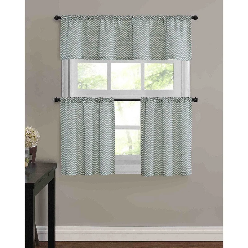 Mini Chevron Kitchen Tier Window Treatment (3 Piece Set) - M