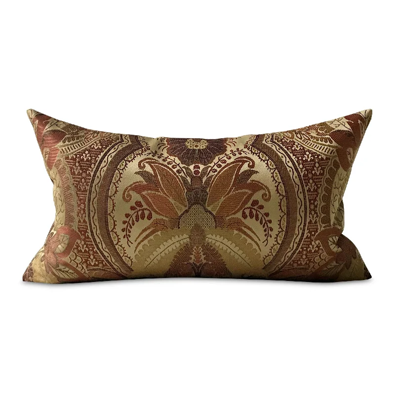 Floral Damask Woven Lumbar Pillow Cover 15x26