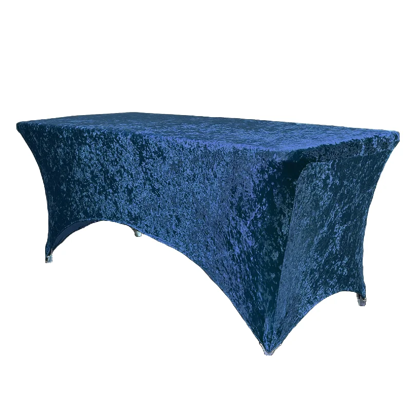 Velvet Spandex 6 Ft Rectangular Table Cover Navy Blue