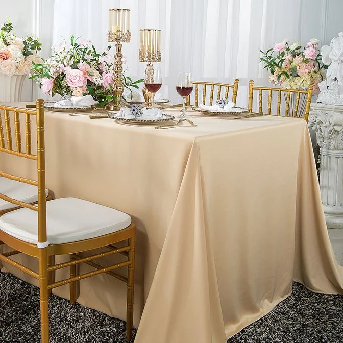 54"x96" Seamless Rectangular Scuba (Wrinkle-Free) (240 GSM) Tablecloth - Champagne (Old Shade) (1pc)