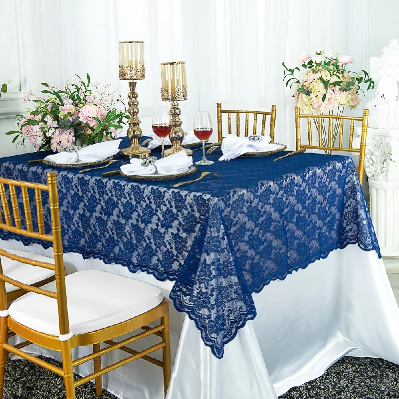 54"x108" Rectangular Caspari Lace Tablecloth/Table Overlay Topper - Navy Blue (1pc)