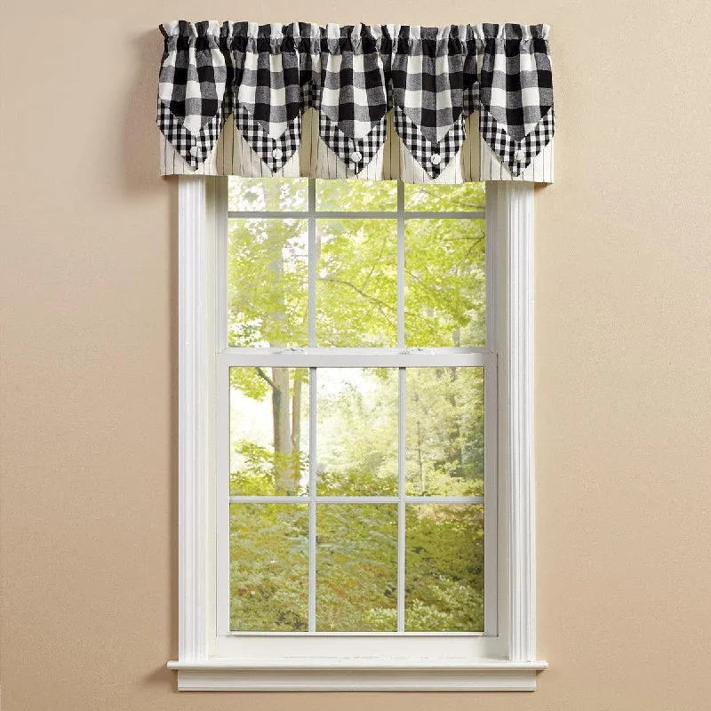 Wicklow Lined Point Valance 15" L - Black/Cream Park designs