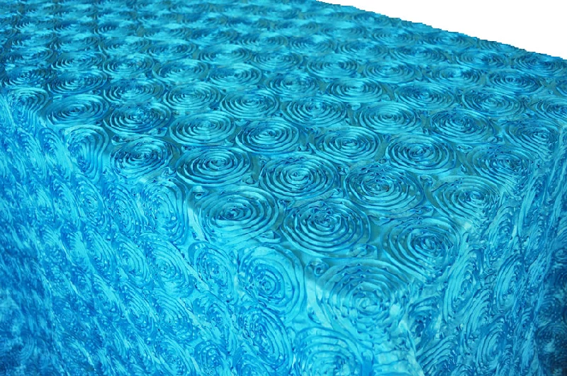 90"x156" Seamless Rectangular Satin Rosette Tablecloth - Turquoise (1pc)