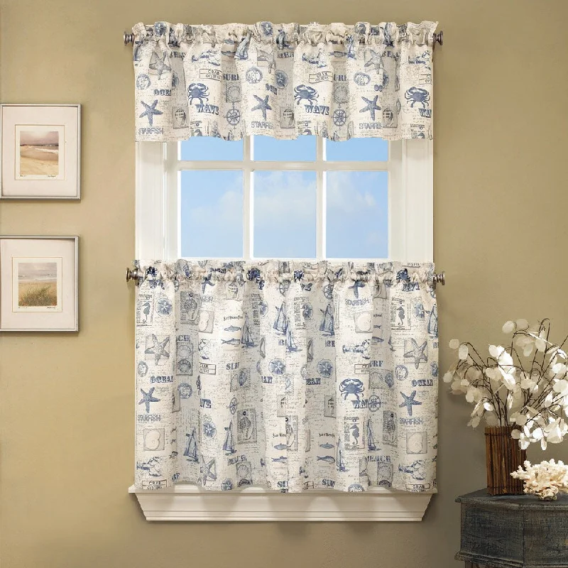 Vintage Sea Shore All Over Printed Window Curtain Separates