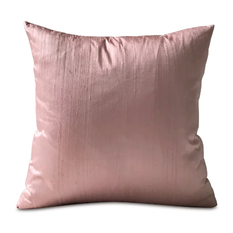 Rose Pink Solid Faux Silk Throw Pillow Cover 20x20