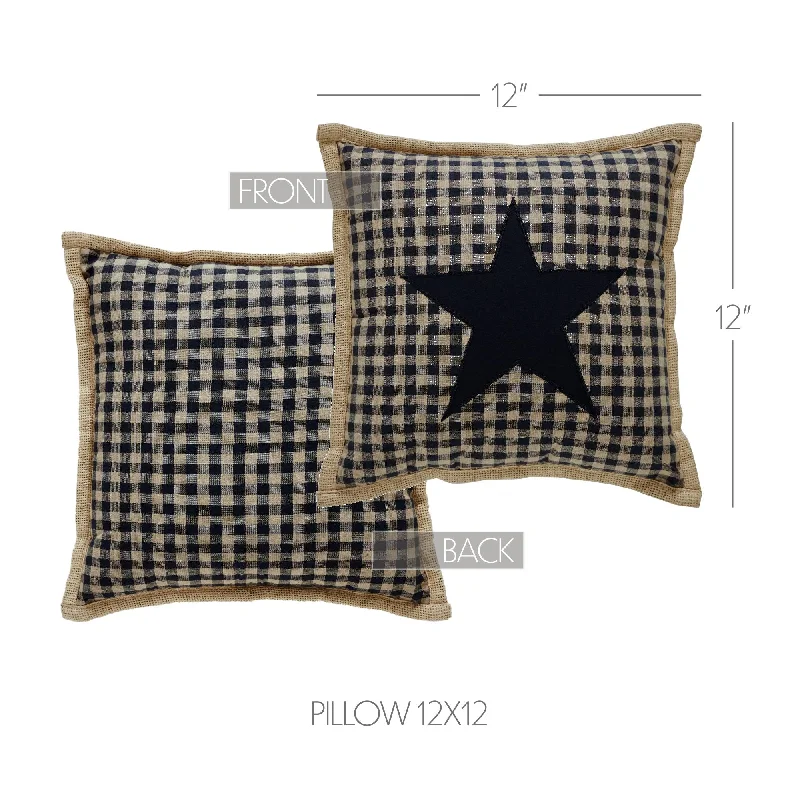 Black Check Star Pillow 12x12